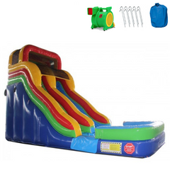 18'H Double Dip Commercial Inflatable Slide - Rainbow - The Outdoor Play Store