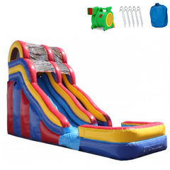 18'H Double Dip Commercial Inflatable Slide - Red and Blue 