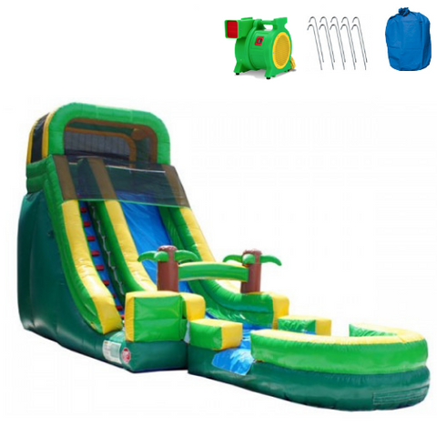 Inflatable Slide - 18'H Palm Tree Screamer Inflatable Slide Wet/Dry - The Bounce House Store