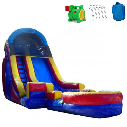 Inflatable Slide - 18'H Rainbow Screamer Inflatable Slide Wet/Dry - The Bounce House Store