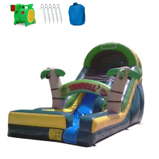 18'H Tropical Inflatable Slide Wet/Dry