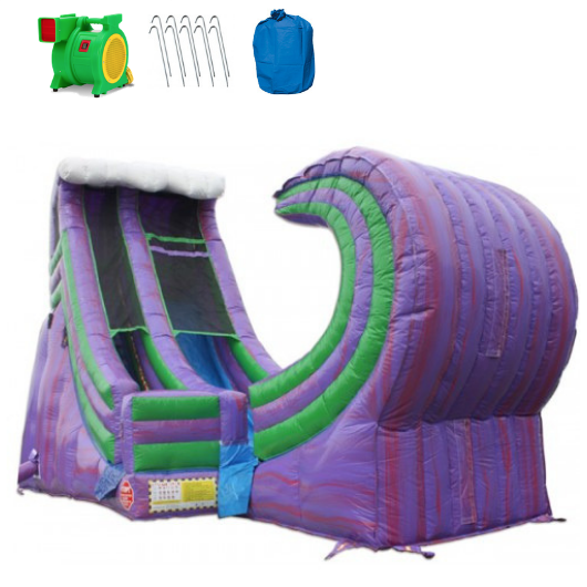 Moonwalk USA Inflatable Slide 19'H Rapid Inflatable Slide Wet n Dry W-043