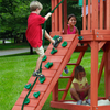 Image of Boy Climbing Up Rock Wall On Gorilla Double Down Swing Set