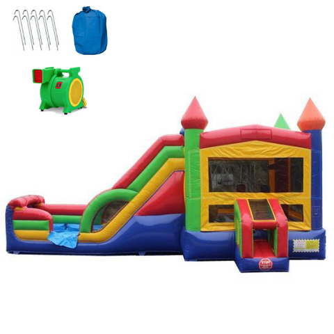 RAINBOW CASTLE COMMERCIAL BOUNCE HOUSE COMBO WET N DRY