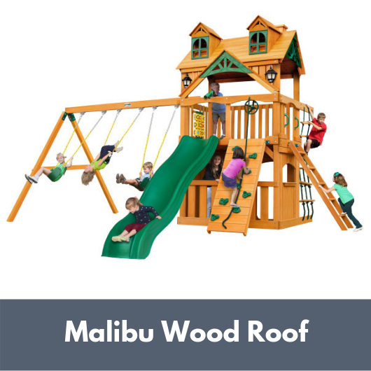 Chateau Clubhouse Wooden Swing Set with Malibu Wood Roof