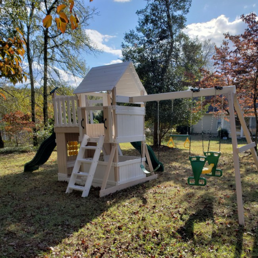 Congo Safari Lookout and Climber Swing Set White and Sand