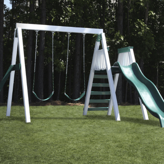 Congo Swing'N Monkey 2 Swing Set in White and Green color