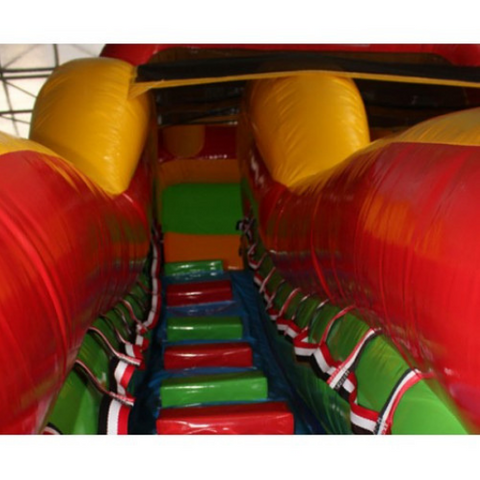 18'H Double Dip Inflatable Slide Wet and Dry - Rainbow - climbing stairs