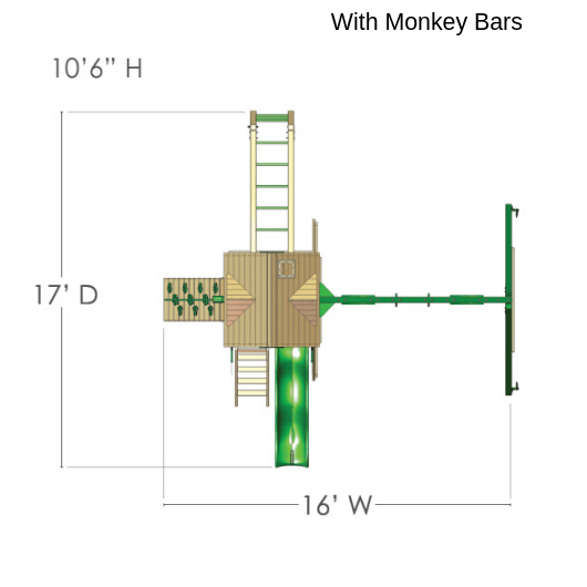 Gorilla Five Star II Wooden Swing Set Dimensions
