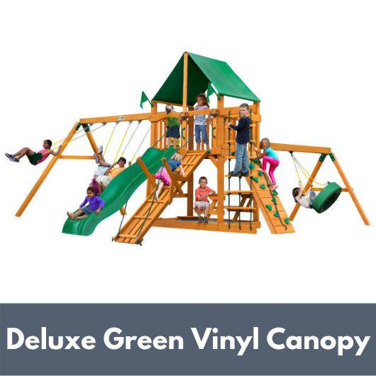 Gorilla Frontier Wooden Swing Set with Deluxe Green Vinyl Canopy
