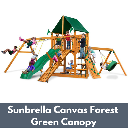 Gorilla Frontier Wooden Swing Set with Sunbrella Canvas Forest Green Canopy
