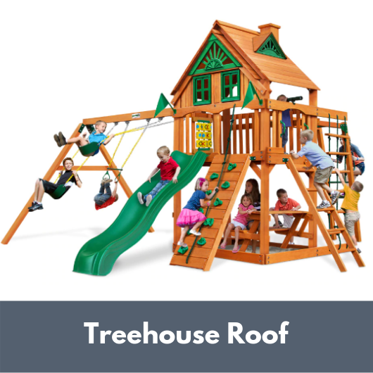 Gorilla Playsets Navigator Wooden Swing Set with Wood Treehouse Roof
