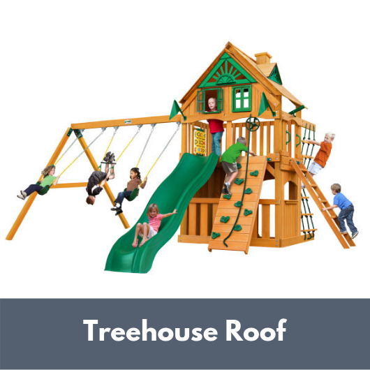 Gorilla Chateau Clubhouse Wooden Swing Set with Treehouse Roof