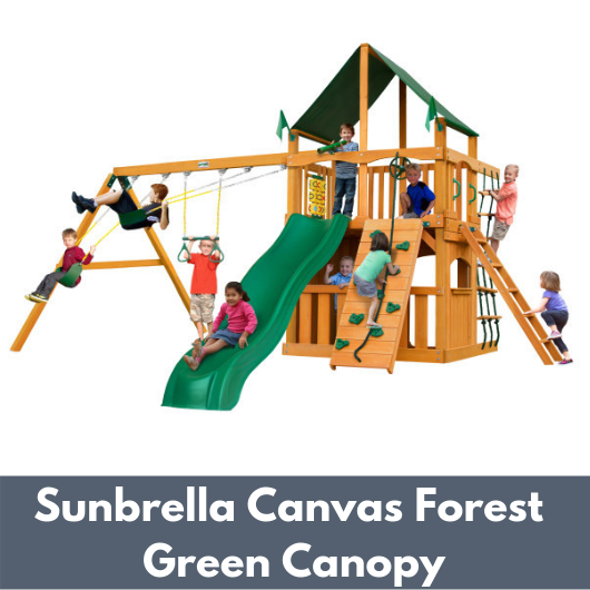 Gorilla Chateau Clubhouse Wooden Swing Set with Sunbrella Canvas Forest Green Canopy