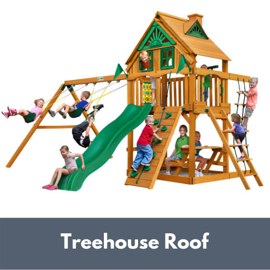 Gorilla Chateau Wooden Swing Set with Treehouse Roof