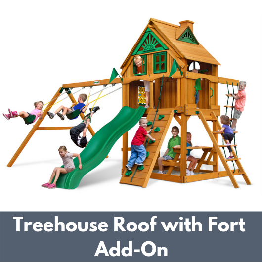 Gorilla Chateau Wooden Playset with Treehouse Roof and Fort Add On
