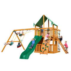 Gorilla Chateau clubhouse Wooden swing set vinyl canopy