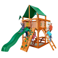 Gorilla Chateau tower playset with deluxe green vinyl canopy