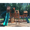 Image of Gorilla Empire Extreme Wooden Swing Set in Backyard