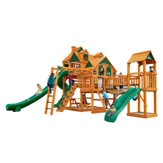 Gorilla Empire Extreme Wood Cedar Swing Set with Wood roof