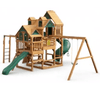 Image of Gorilla Playsets Empire Wooden Swing Set with Wood Roof angle view