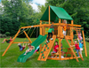 Image of Gorilla Playsets Navigator Wooden Swing Set with Deluxe Vinyl Green Canopy outside
