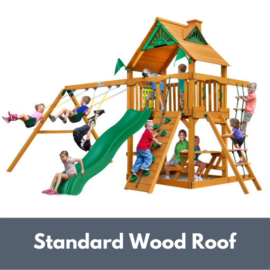 Gorilla Playsets Chateau Wooden Swing Set with Wood Roof