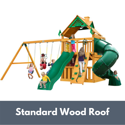 Mountaineer swing set sale with wood roof