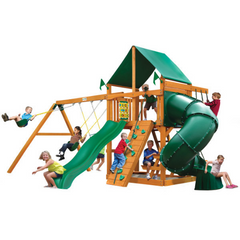 Gorilla Playsets Mountaineer Swing Set with Deluxe Green Vinyl Canopy