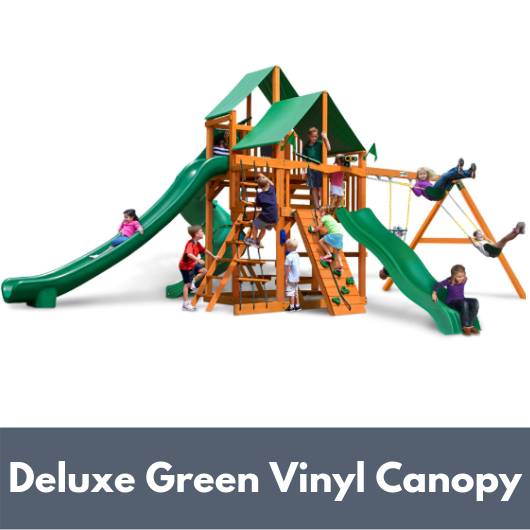 Gorilla Playsets Great Skye II Wooden Swing Set with Deluxe Green Vinyl Canopy