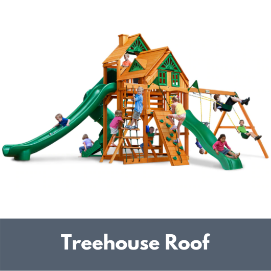 Gorilla Playsets Great Skye II Wooden Swing Set with Treehouse Roof