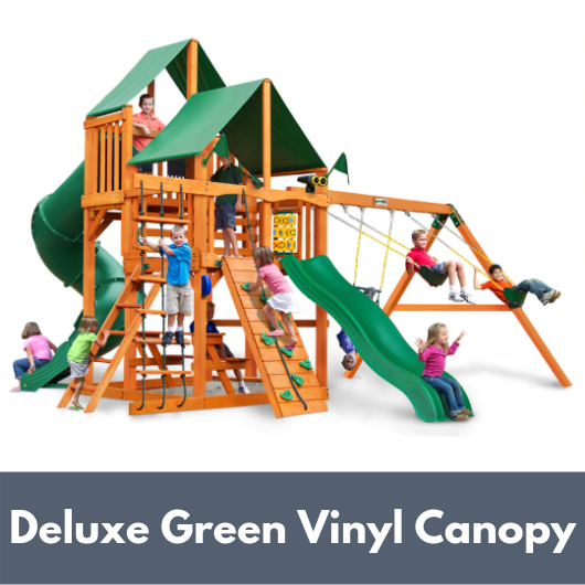 Gorilla Playsets Great Skye I Wooden Swing Set with Deluxe Green Vinyl Canopy