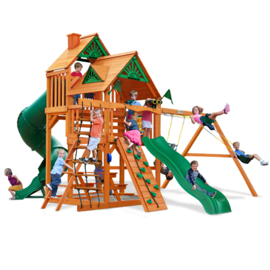 Gorilla Playsets Great Skye I Wooden Swing Set with Standard Wood Roof
