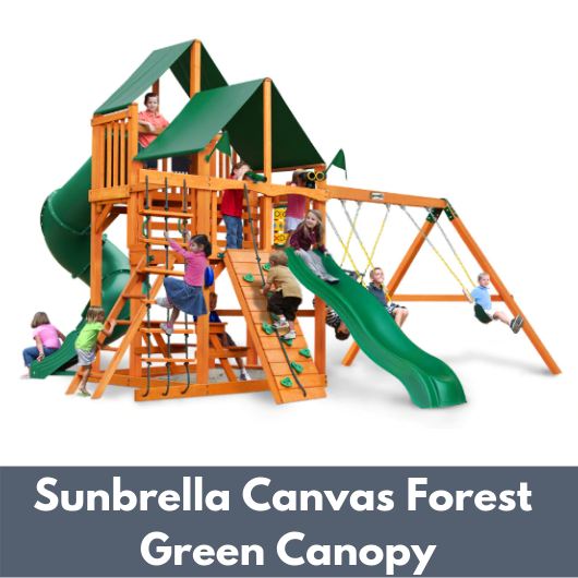 Gorilla Playsets Great Skye I Wooden Swing Set with Sunbrella Canvas Forest Green Canopy