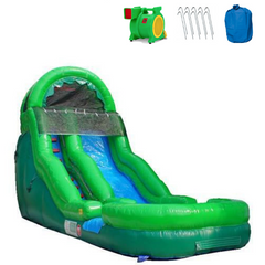 Inflatable Slide - 18'H Bubble Bump Green Inflatable Slide Wet/Dry 
