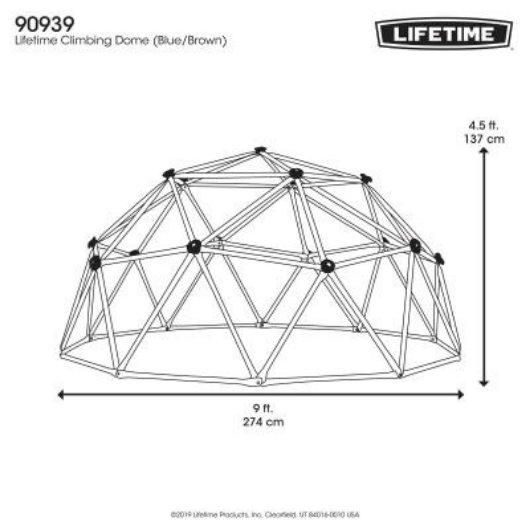 Lifetime 9ft Climbing Dome  - dimensions
