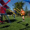 Image of Lifetime Double Slide Deluxe Playset - boys swinging