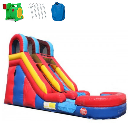 Moonwalk USA Inflatable Slide Red 15'H Commercial Inflatable Slide Wet n Dry W-212