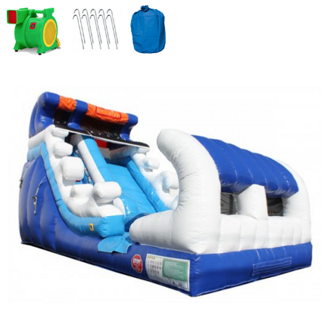 Inflatable Slide - 15'H Tidal Wave Inflatable Slide Wet/Dry - The Outdoor Play Store