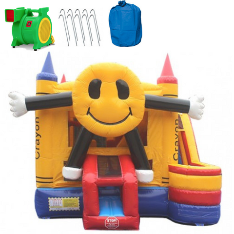 Happy Face 4-In-1 Commercial Bounce House Combo Wet n Dry