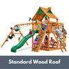 Image of Gorilla Playsets Navigator Wooden Swing Set with Standard Wood Roof
