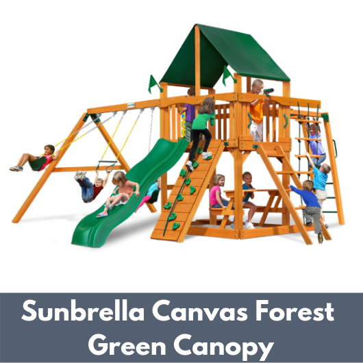 Gorilla Playsets Navigator Wooden Swing Set with Sunbrella Canvas Forest Green Canopy