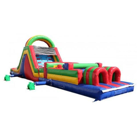 Inflatable Slide - 45'L x 12'H Wet n Dry Obstacle Course Green - The Bounce House Store