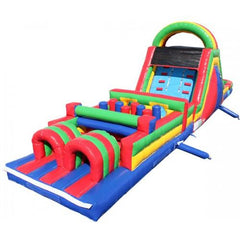 Inflatable Slide - 45'L x 12'H Wet n Dry Obstacle Course Green - The Bounce House Store