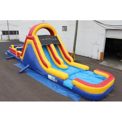 Inflatable Slide - 45'L x 12'H Wet n Dry Obstacle Course Red - The Bounce House Store