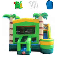 Palm Tree Castle 4-In-1 Commercial Bounce House Combo Wet n Dry