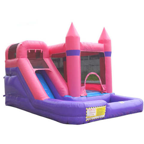 Pink Residential Combo Bounce House with Slide Wet n Dry