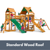Image of Gorilla Playsets Pioneer Peak Wooden Swing Set with Standard Wood Roof