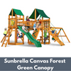 Image of Gorilla Playsets Pioneer Peak Wooden Swing Set with Sunbrella Canvas Forest Green Canopy