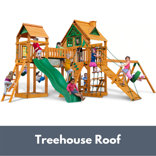Gorilla Playsets Pioneer Peak Wooden Swing Set with Wood Treehouse Roof